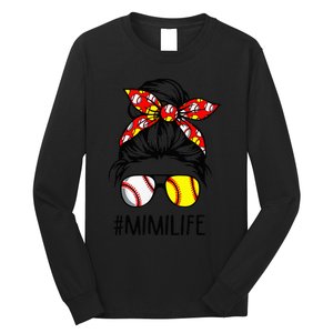 Classy Mimi Life Softball Baseball Mother's Day Messy Bun Long Sleeve Shirt