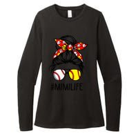 Classy Mimi Life Softball Baseball Mother's Day Messy Bun Womens CVC Long Sleeve Shirt