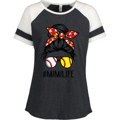 Classy Mimi Life Softball Baseball Mother's Day Messy Bun Enza Ladies Jersey Colorblock Tee