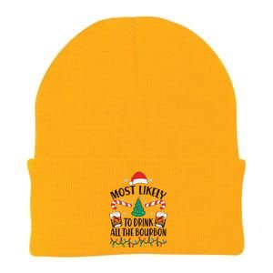 Christmas Most Likely To Drink All The Bourbon Knit Cap Winter Beanie