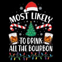 Christmas Most Likely To Drink All The Bourbon Drawstring Bag
