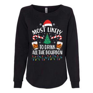 Christmas Most Likely To Drink All The Bourbon Womens California Wash Sweatshirt