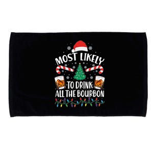 Christmas Most Likely To Drink All The Bourbon Microfiber Hand Towel