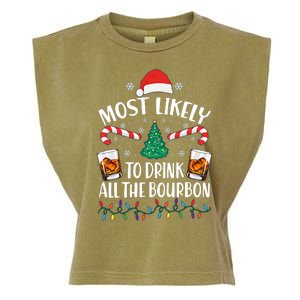 Christmas Most Likely To Drink All The Bourbon Garment-Dyed Women's Muscle Tee