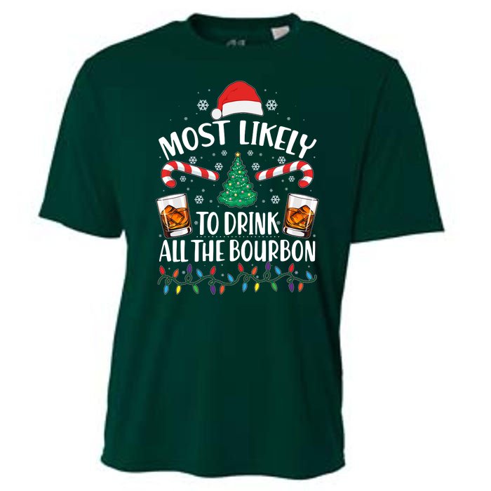 Christmas Most Likely To Drink All The Bourbon Cooling Performance Crew T-Shirt