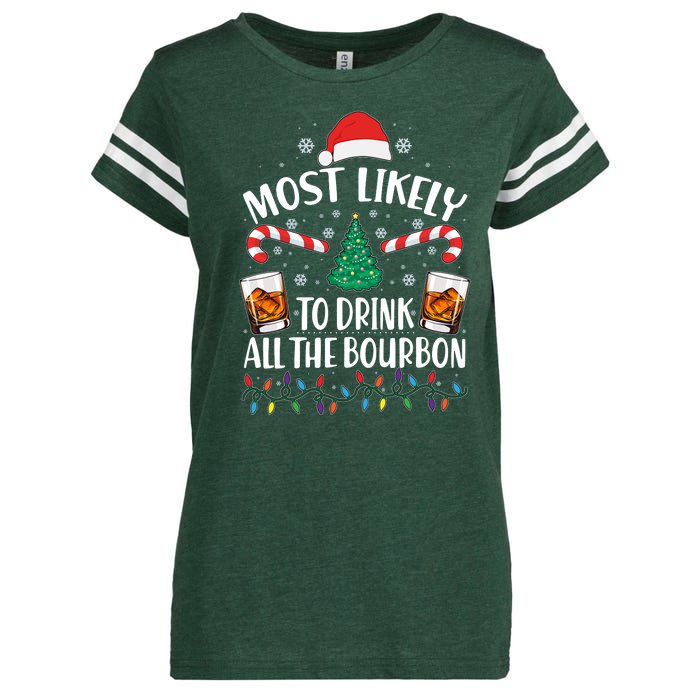 Christmas Most Likely To Drink All The Bourbon Enza Ladies Jersey Football T-Shirt