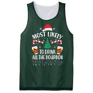 Christmas Most Likely To Drink All The Bourbon Mesh Reversible Basketball Jersey Tank