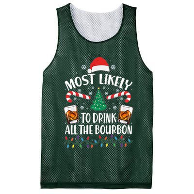 Christmas Most Likely To Drink All The Bourbon Mesh Reversible Basketball Jersey Tank