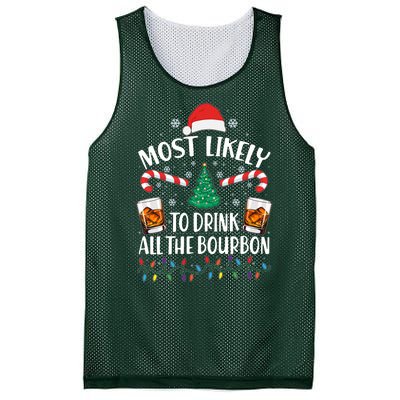 Christmas Most Likely To Drink All The Bourbon Mesh Reversible Basketball Jersey Tank