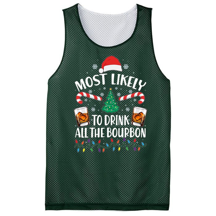 Christmas Most Likely To Drink All The Bourbon Mesh Reversible Basketball Jersey Tank