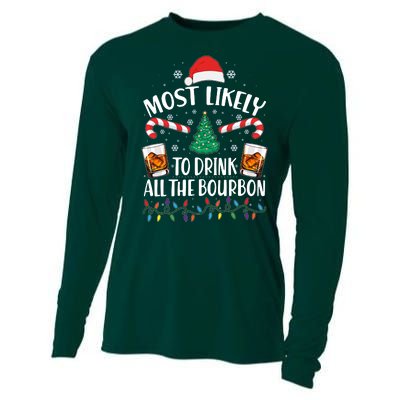 Christmas Most Likely To Drink All The Bourbon Cooling Performance Long Sleeve Crew