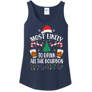 Christmas Most Likely To Drink All The Bourbon Ladies Essential Tank