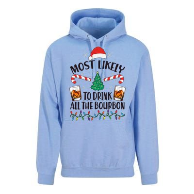 Christmas Most Likely To Drink All The Bourbon Unisex Surf Hoodie