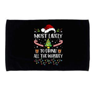 Christmas Most Likely To Drink All The Whiskey Funny Family Gift Microfiber Hand Towel