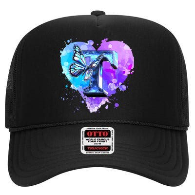 Concert Music Lover Summer Vacation City Funny Butterfly Art High Crown Mesh Back Trucker Hat