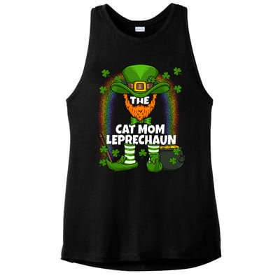 Cat Mom Leprechaun Family Matching St Patricks Day Party Gift Ladies PosiCharge Tri-Blend Wicking Tank