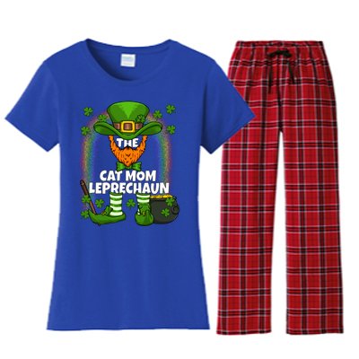 Cat Mom Leprechaun Family Matching St Patricks Day Party Gift Women's Flannel Pajama Set