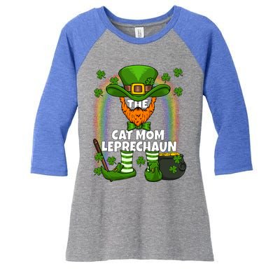 Cat Mom Leprechaun Family Matching St Patricks Day Party Gift Women's Tri-Blend 3/4-Sleeve Raglan Shirt