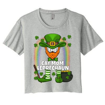 Cat Mom Leprechaun Family Matching St Patricks Day Party Gift Women's Crop Top Tee