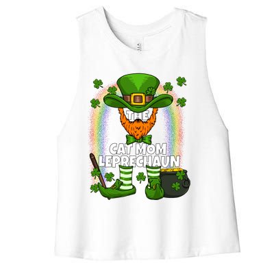 Cat Mom Leprechaun Family Matching St Patricks Day Party Gift Women's Racerback Cropped Tank