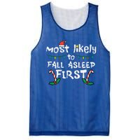 Christmas Most Likely To Fall Asleep First Funny Xmas Family Gift Mesh Reversible Basketball Jersey Tank