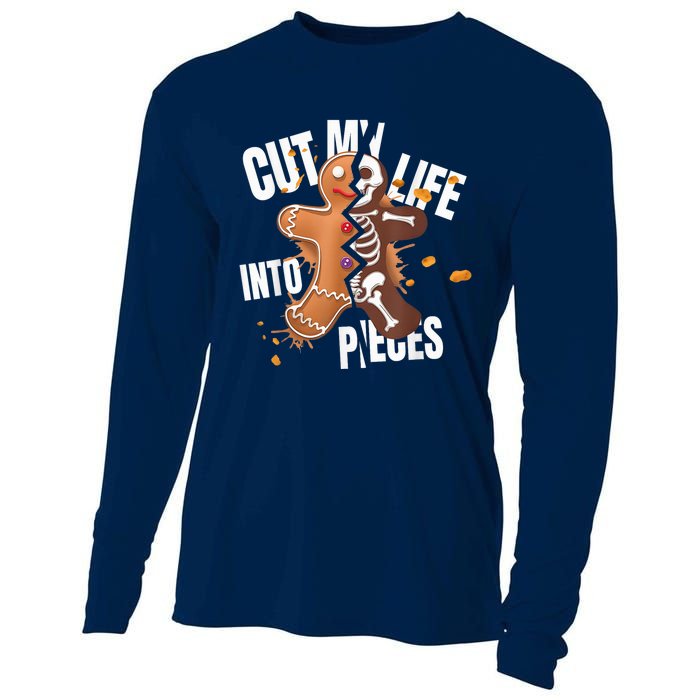 Cut My Life Into Pieces Gingerbread Christmas Funny Cooling Performance Long Sleeve Crew