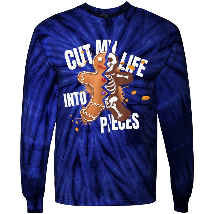 Cut My Life Into Pieces Gingerbread Christmas Funny Tie-Dye Long Sleeve Shirt