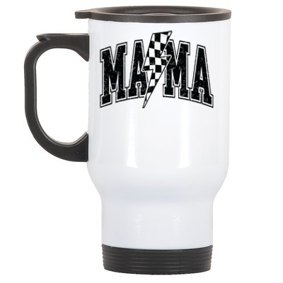 Checkered Mama Lightning Bolt MotherS Day For Mom Mother Stainless Steel Travel Mug