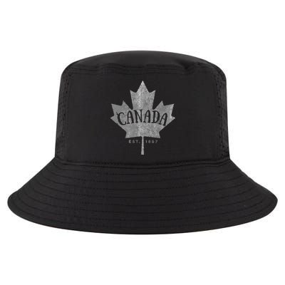 Canada Maple Leaf Canada Est 1867 Vintage Script Cool Comfort Performance Bucket Hat