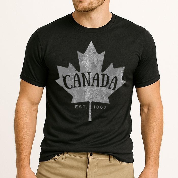 Canada Maple Leaf Canada Est 1867 Vintage Script Performance Shirt