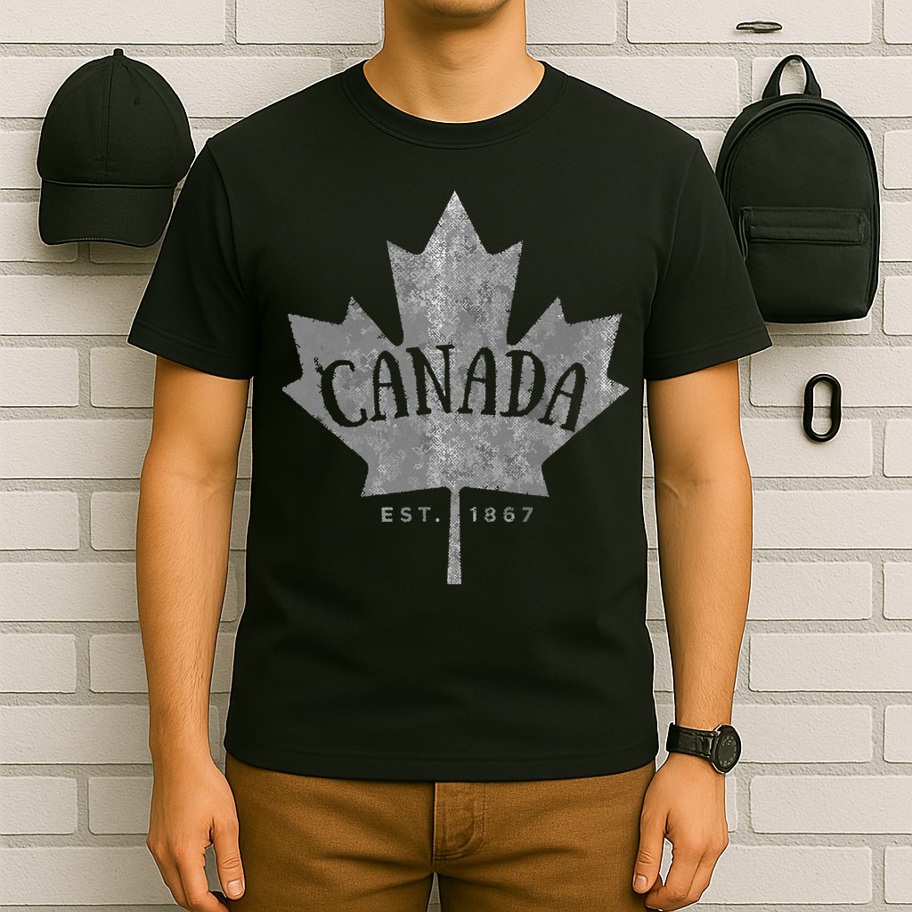 Canada Maple Leaf Canada Est 1867 Vintage Script T-Shirt