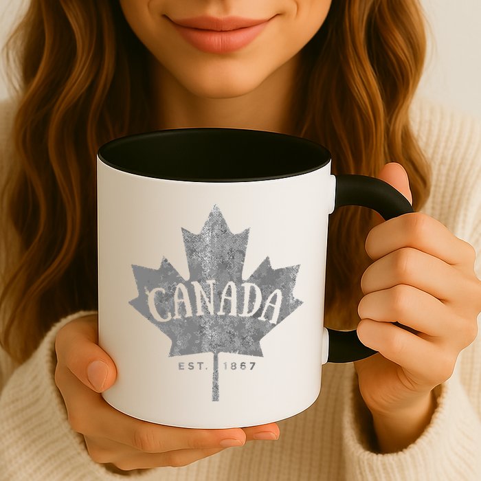 Canada Maple Leaf Canada Est 1867 Vintage Script Mug