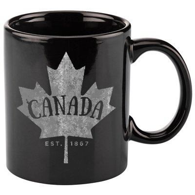 Canada Maple Leaf Canada Est 1867 Vintage Script 11oz C Handle Ceramic Mug