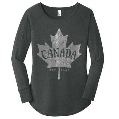 Canada Maple Leaf Canada Est 1867 Vintage Script Women's Perfect Tri Tunic Long Sleeve Shirt