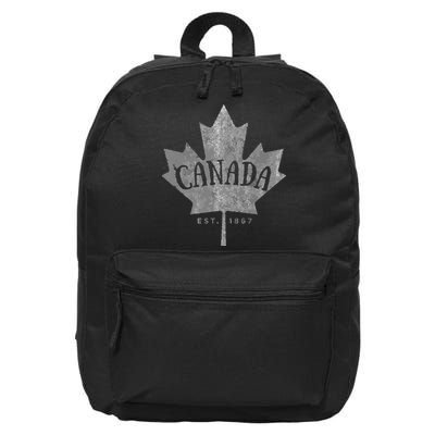 Canada Maple Leaf Canada Est 1867 Vintage Script 16 in Basic Backpack