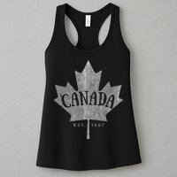 Canada Maple Leaf Canada Est 1867 Vintage Script Womens Tank Top
