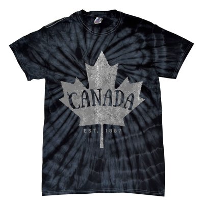 Canada Maple Leaf Canada Est 1867 Vintage Script Tie-Dye T-Shirt