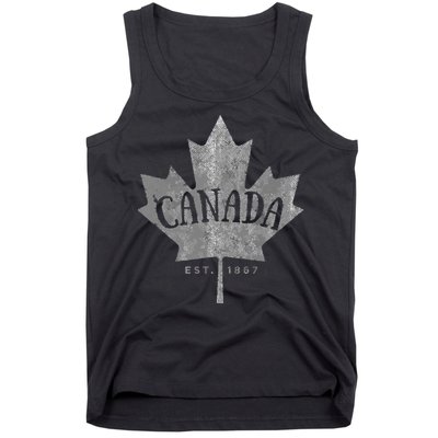 Canada Maple Leaf Canada Est 1867 Vintage Script Tank Top