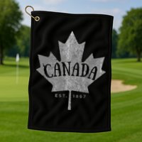 Canada Maple Leaf Canada Est 1867 Vintage Script Golf Towel