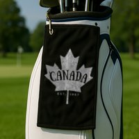 Canada Maple Leaf Canada Est 1867 Vintage Script Golf Towel