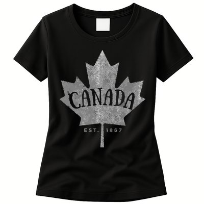 Canada Maple Leaf Canada Est 1867 Vintage Script Womens T-Shirt
