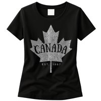 Canada Maple Leaf Canada Est 1867 Vintage Script Womens T-Shirt