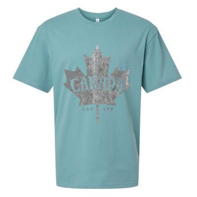 Canada Maple Leaf Canada Est 1867 Vintage Script Sueded Cloud Jersey T-Shirt