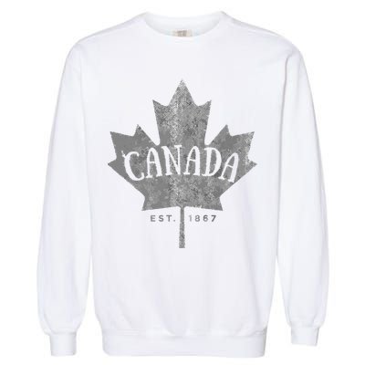 Canada Maple Leaf Canada Est 1867 Vintage Script Garment-Dyed Sweatshirt