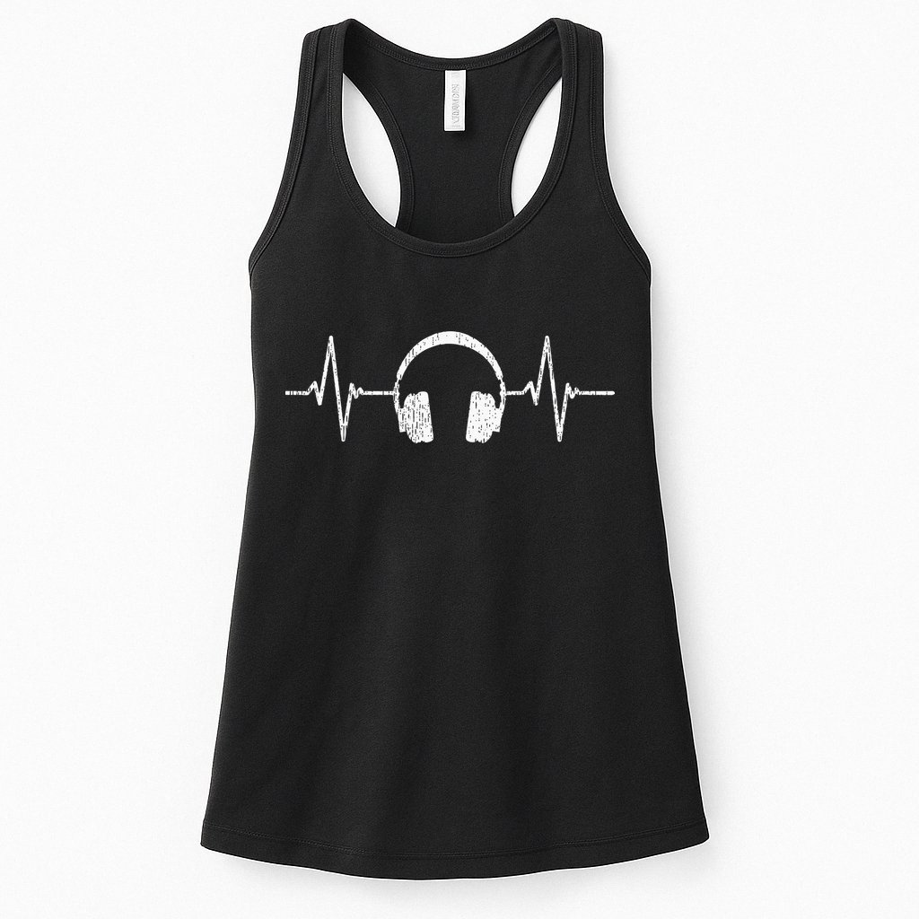 Cool Music Lover Producer DJ Present Heartbeat Headphones Womens Tank Top