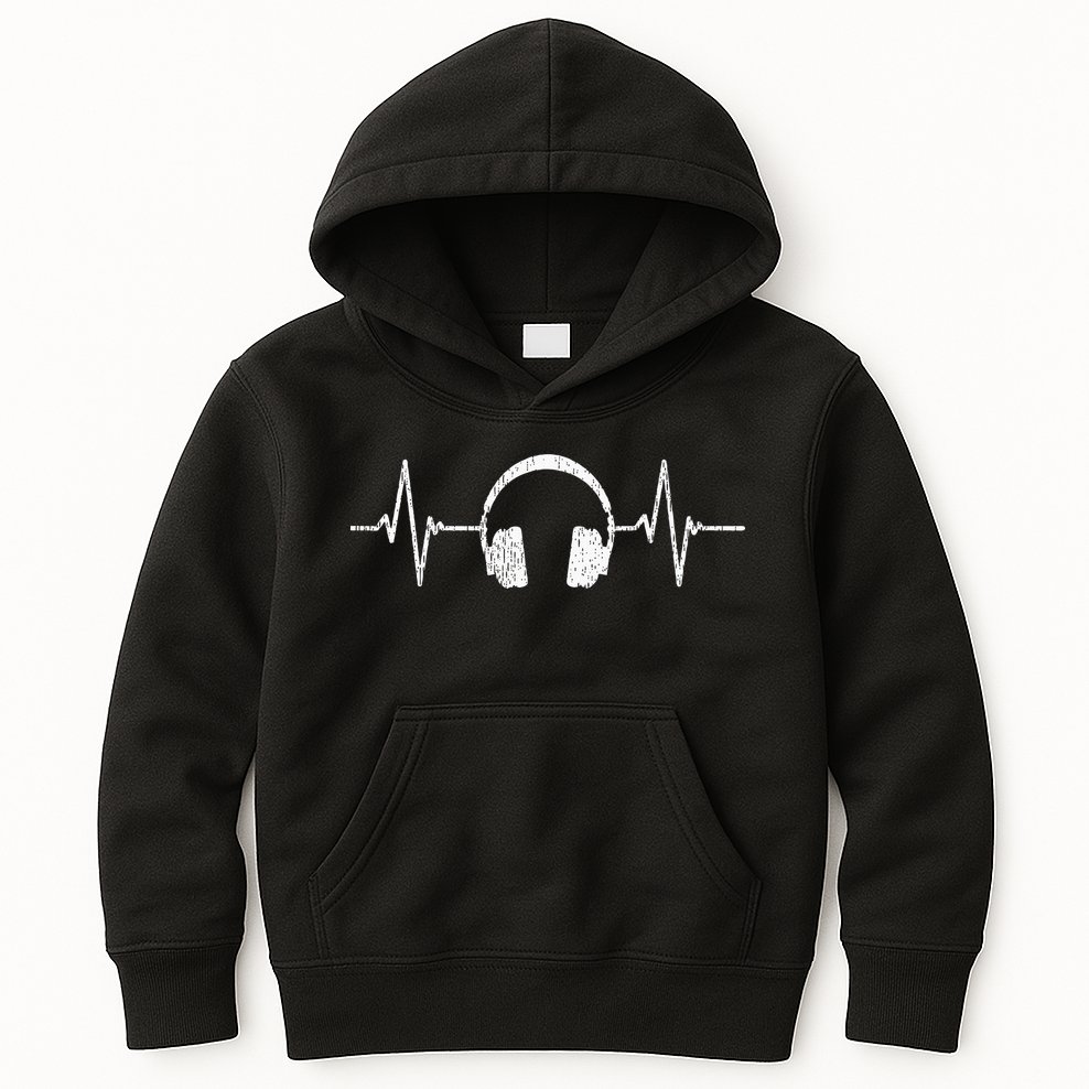 Cool Music Lover Producer DJ Present Heartbeat Headphones Kids Hoodie