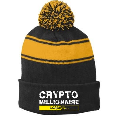 Crypto Millionaire Loading Stripe Pom Pom Beanie