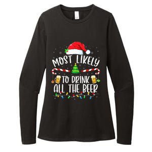 Christmas Most Likely To Drink All The Beer Christmas Womens CVC Long Sleeve Shirt