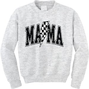 Checkered Mama Lightning Bolt MotherS Day For Mom Mother Kids Sweatshirt