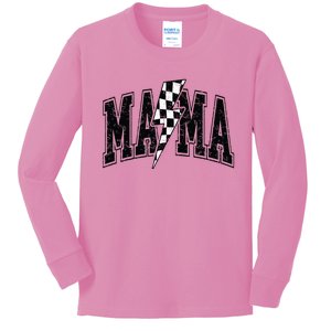 Checkered Mama Lightning Bolt MotherS Day For Mom Mother Kids Long Sleeve Shirt